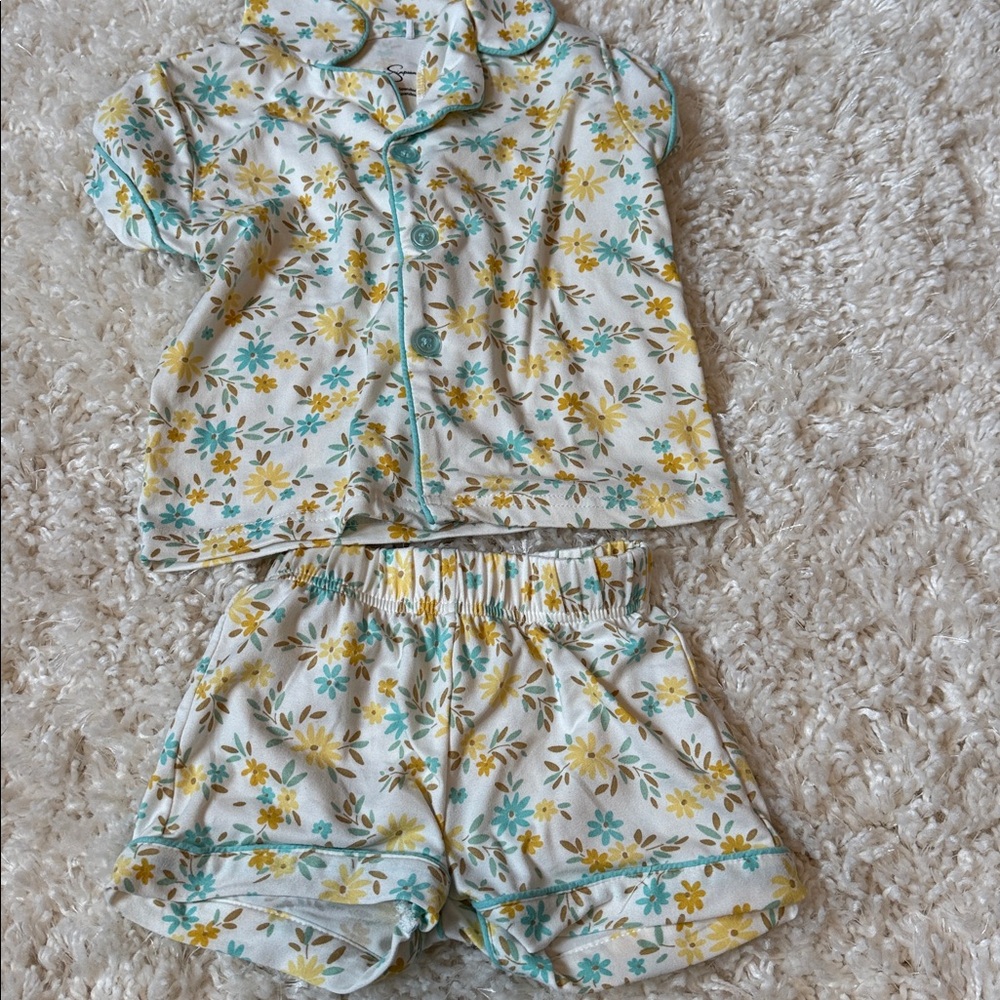 Jessica Simpson Floral Kids Pajama Set - Yellow and Teal